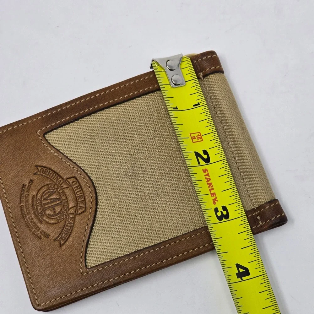 Ghurka Marley Hodgson No 101 Leather Twill Money Clip Wallet Brown Khaki USA